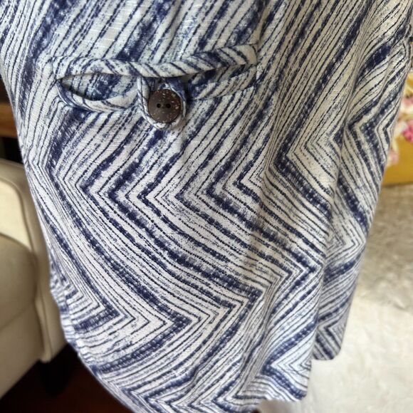 Tori Richard Chevron Design Blue & White Dress Small - Picture 4 of 8